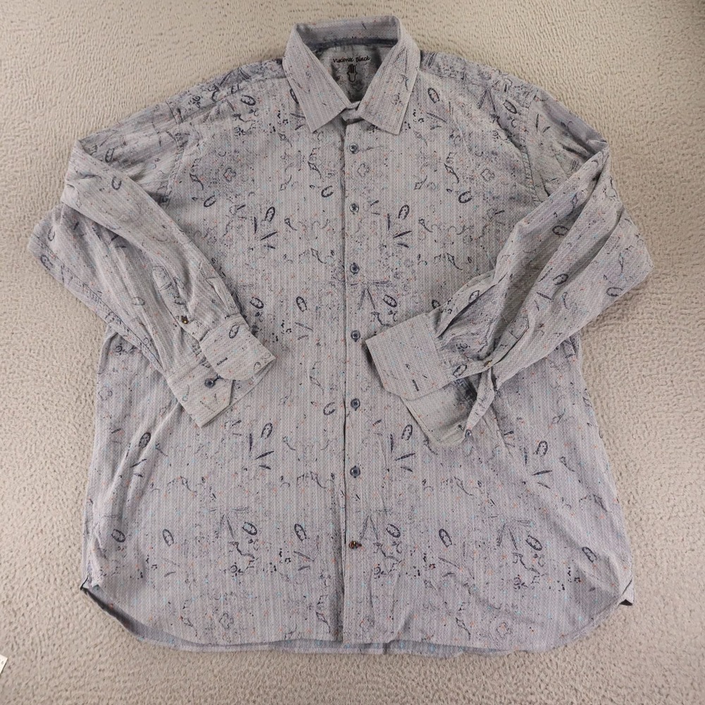 Luchiano Visconti Shirt Mens 3XL Gray Geometric Abstract Medallion Cotton
